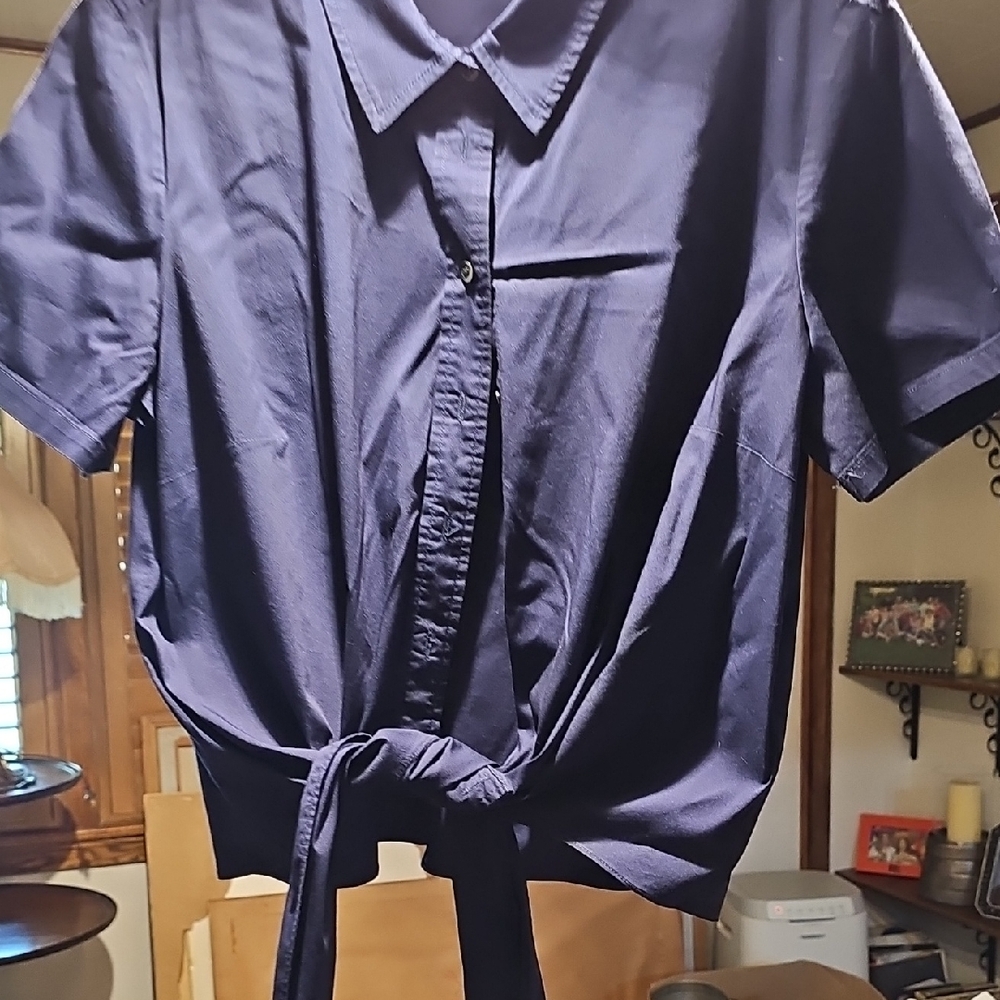 1901 Deep Blue Tie-Front Shirt